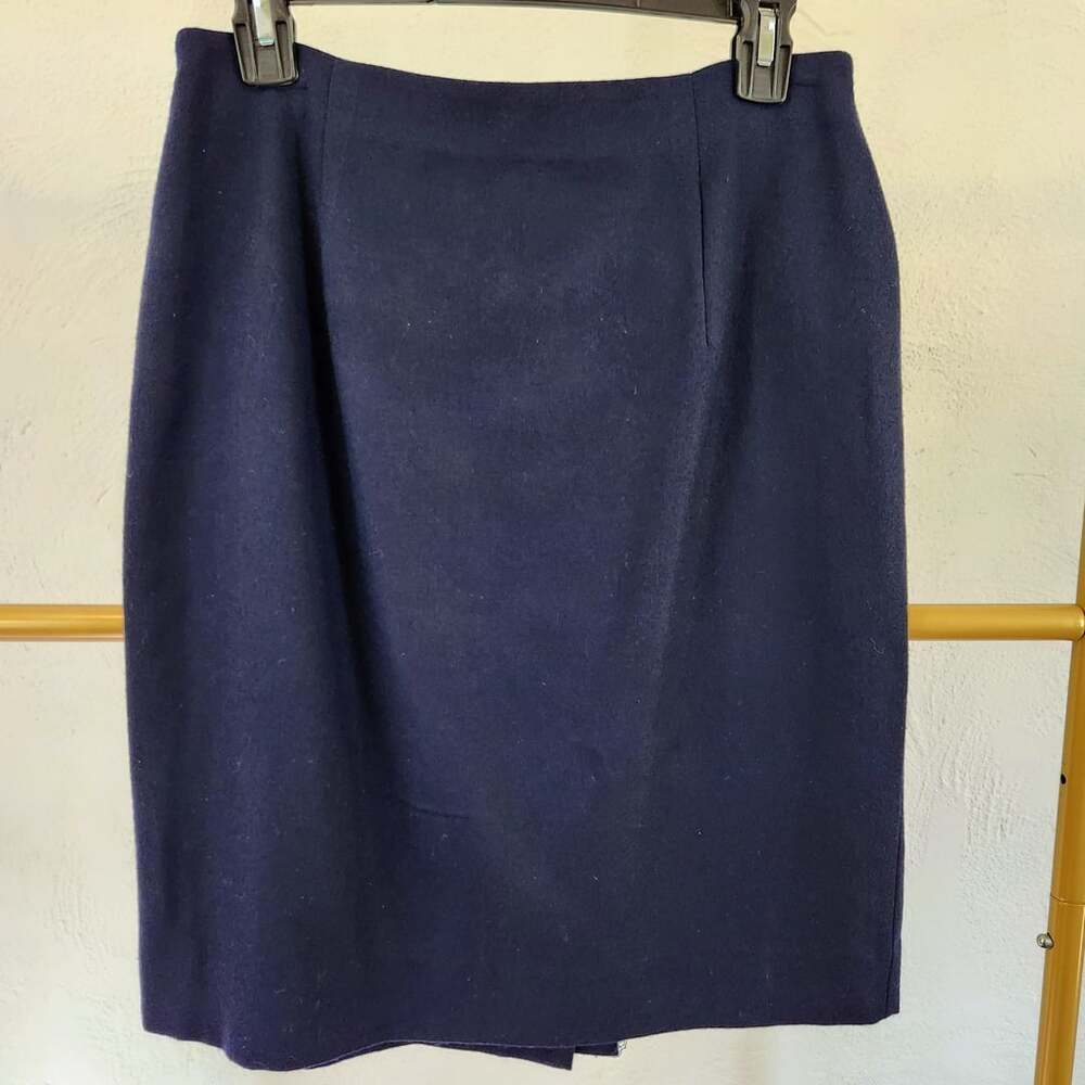 Brooks Brothers Vintage 100% Worsted Wool Lined Navy Blue Pencil Skirt Size 10